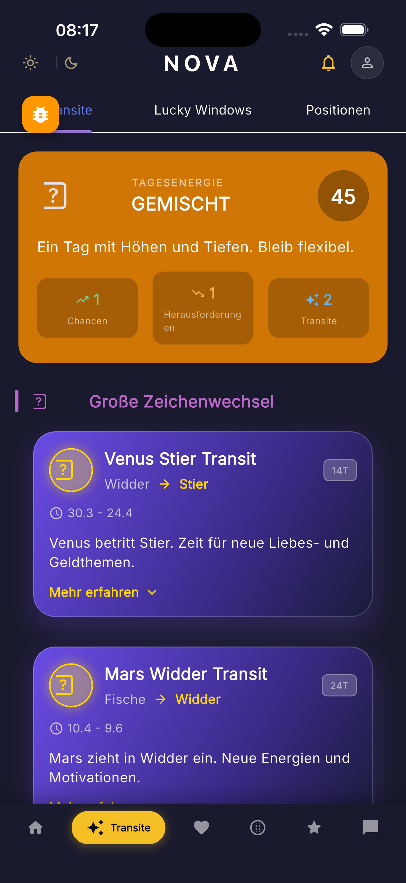 Nova Cosmic Transite